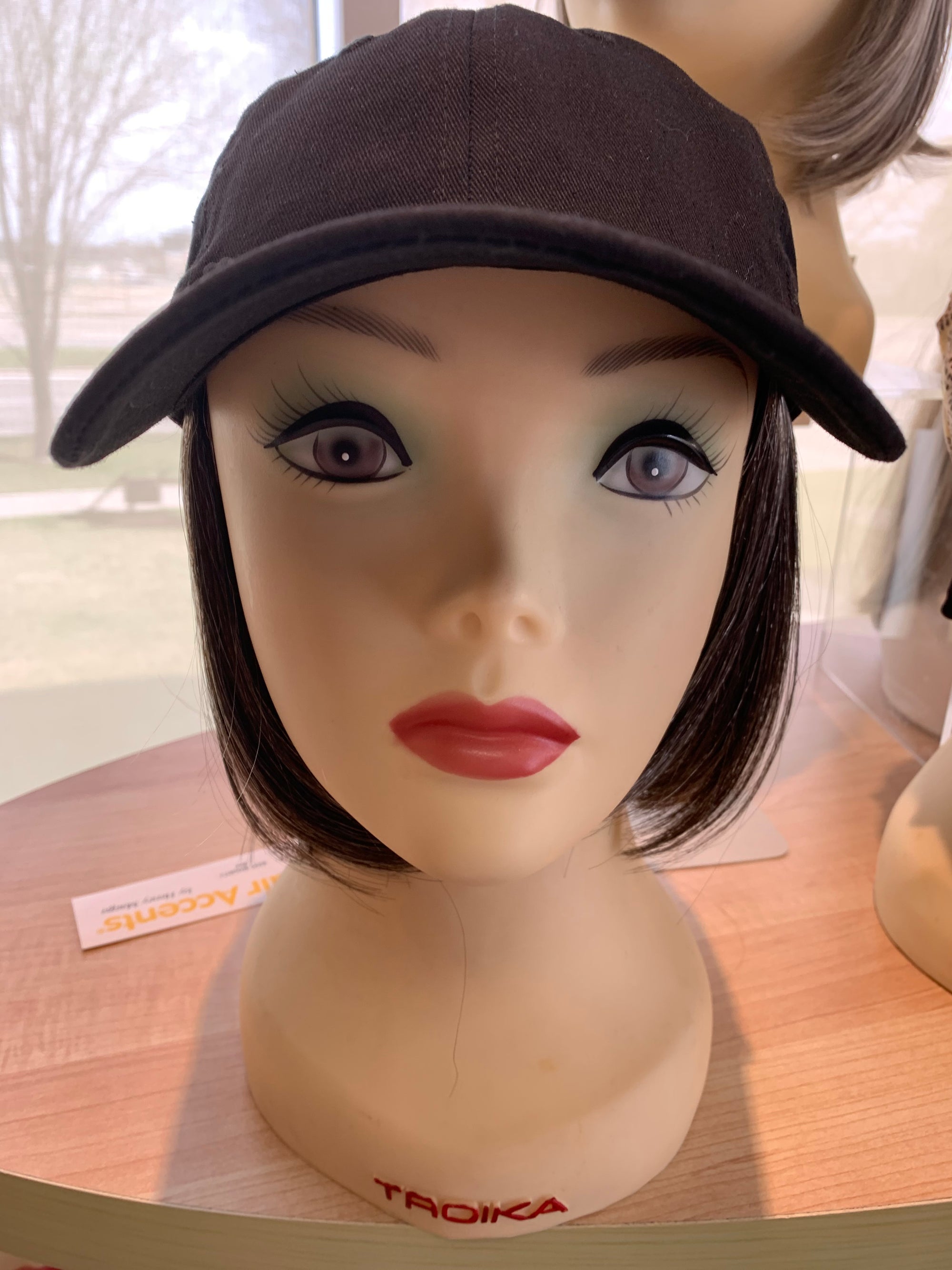 Ball Cap with Hair attached, comes in 3 lengths and 2 coloured caps