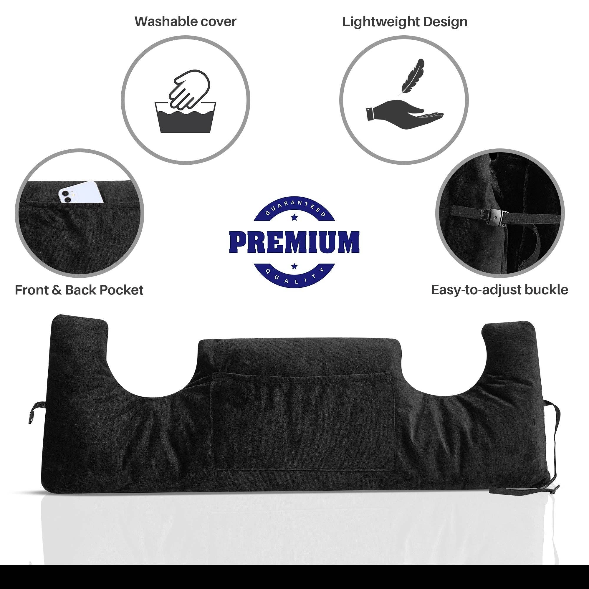 Cheer Collection Post Mastectomy Pillow - Post Surgery Chest Protection Pillow: Black